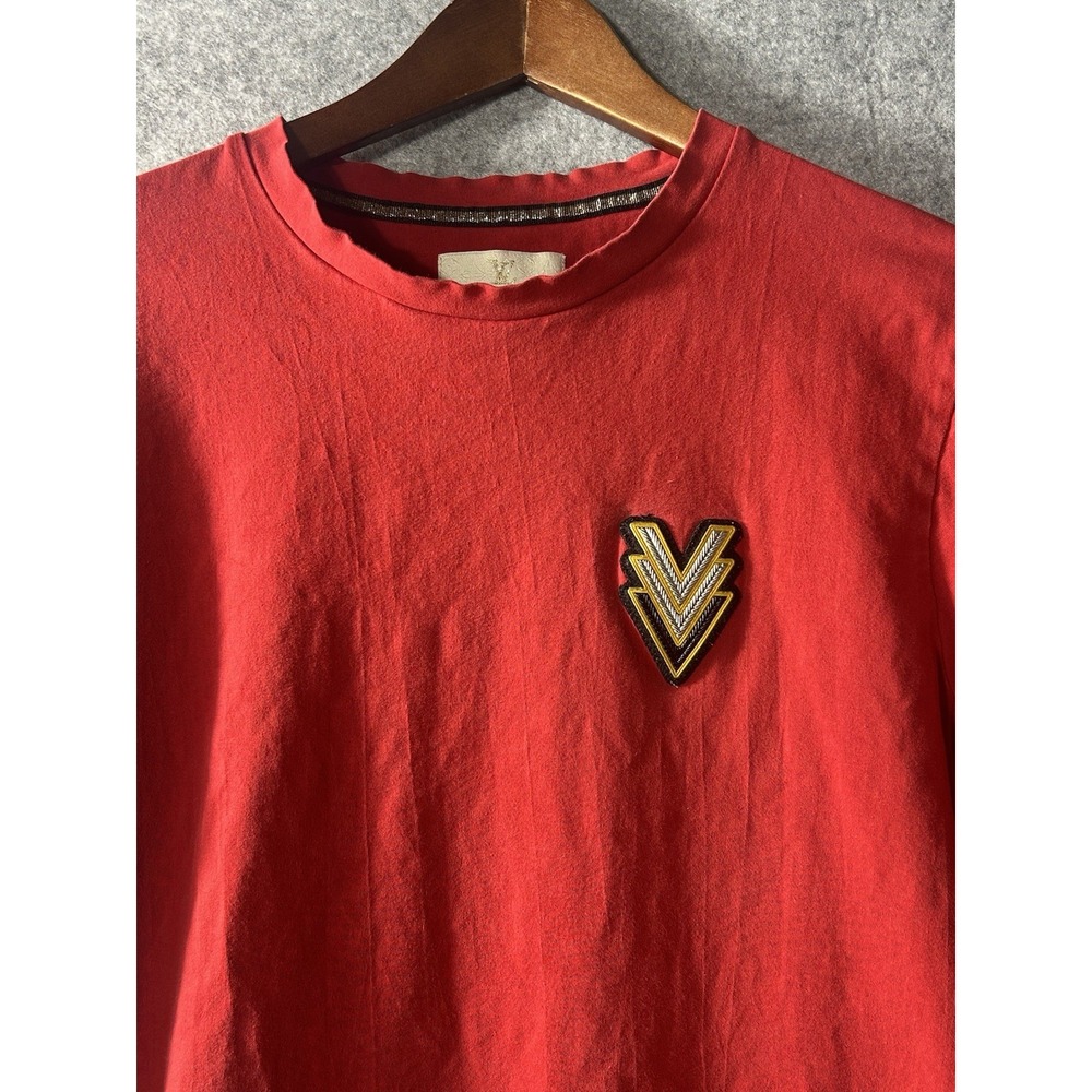 Louis Vuitton Mens Embroidered T-shirt Size 50 Med/Large RARE BIG V LOGO *READ*